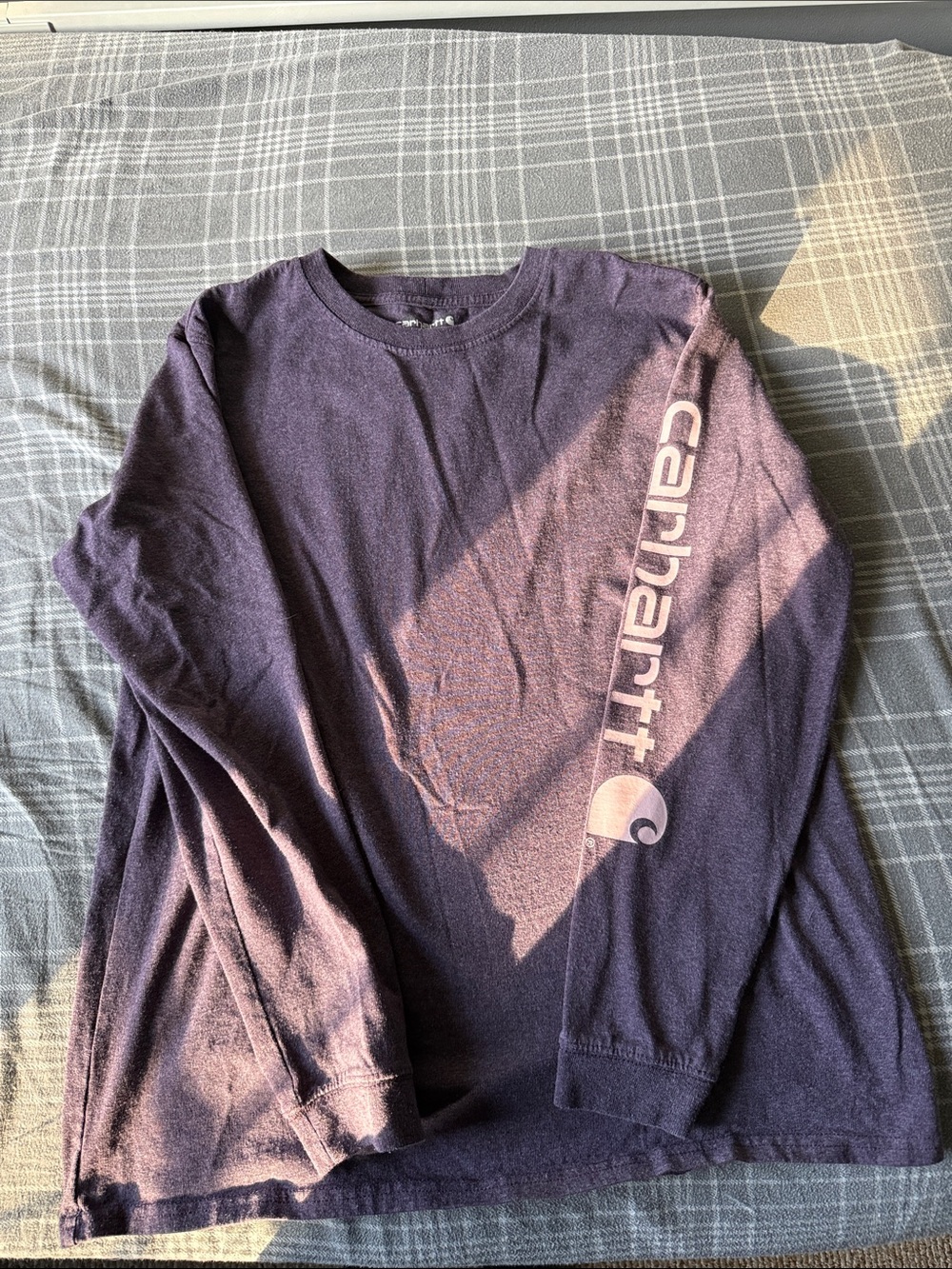 Carhartt Purple Long Sleeve Tee with White Sleeve Logo